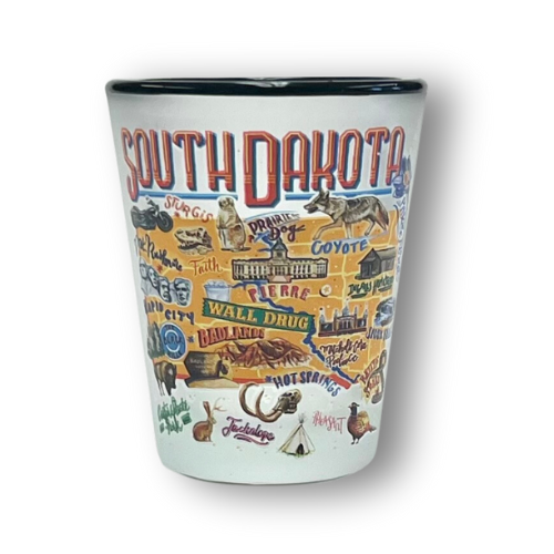 South Dakota Highlights Shot Glass - Wall Drug Store