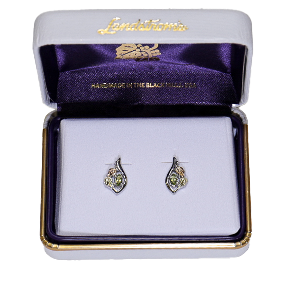 Landstrom's Black Hills Gold & Silver Birthstone Post Earrings - August - Wall Drug Store
