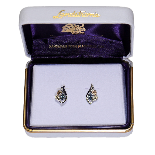 Landstrom's Black Hills Gold & Silver Birthstone Post Earrings - December - Wall Drug Store