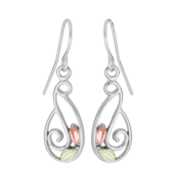 Landstrom's Black Hills Gold & Silver Freeform Dangle Earrings - Wall Drug Store