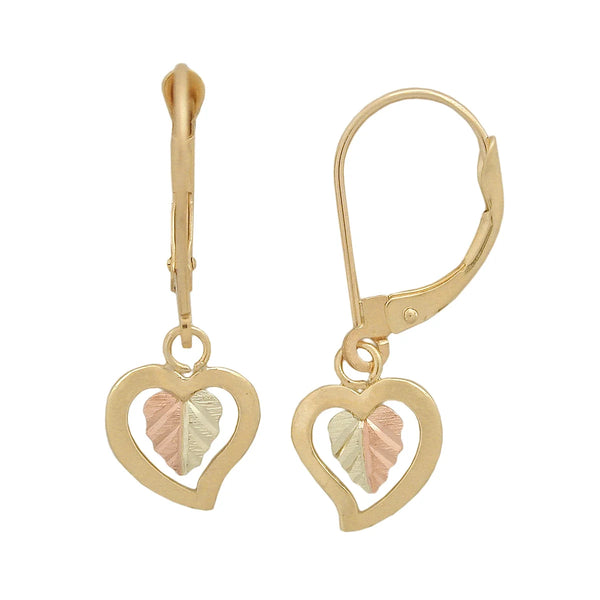 Black Hills Gold 10K Gold Heart Leverback Earrings - Wall Drug Store