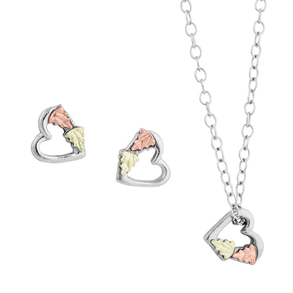 Black Hills Gold Sterling Silver Pendant Earring Set Wall Drug Store