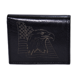 Leather Trifold Wallet - American Flag with Eagle - Wall Drug Store