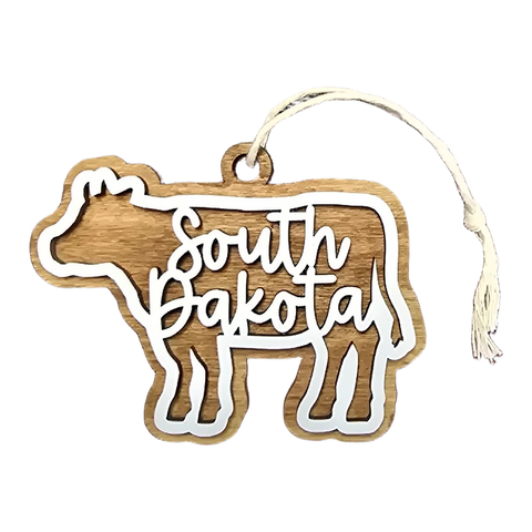 South Dakota Wooden Cow Ornament - Wall Drug Store