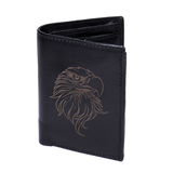Leather Deluxe Bifold Wallet - Eagle In Black - Wall Drug Store