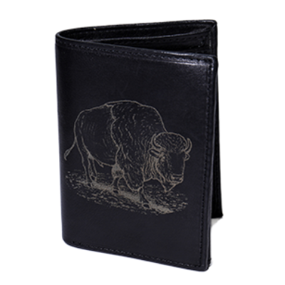 Leather Deluxe Bifold Wallet - Buffalo - Wall Drug Store