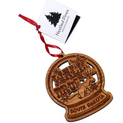Jackalope Snow Globe Wood Laser Cut Ornament - Wall Drug Store