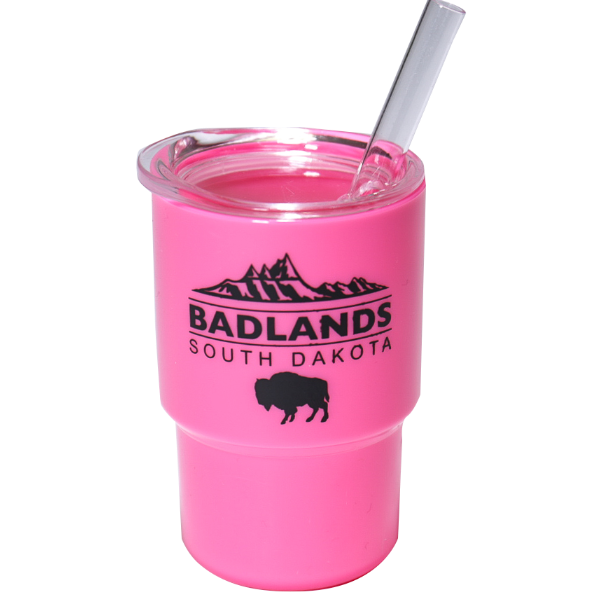 Badlands Shot Glass with a Straw - Pink - Wall Drug Store