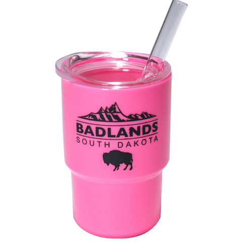 Badlands Shot Glass with a Straw - Pink - Wall Drug Store