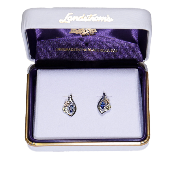 Landstrom's Black Hills Gold & Silver Birthstone Post Earrings - September