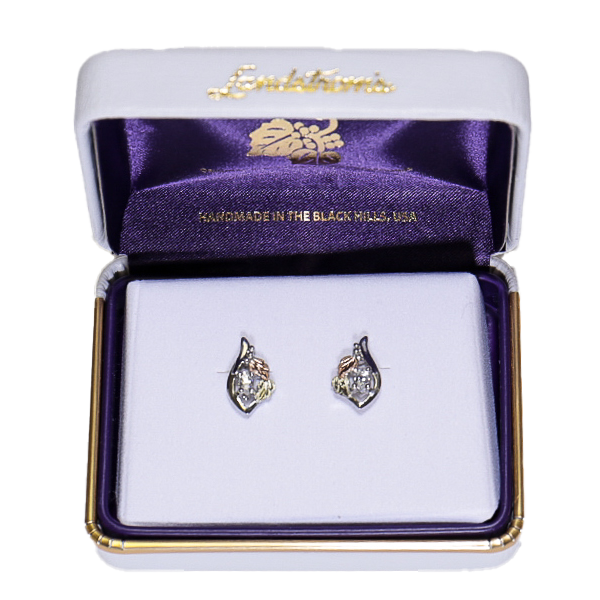 Landstrom's Black Hills Gold & Silver Birthstone Post Earrings - April