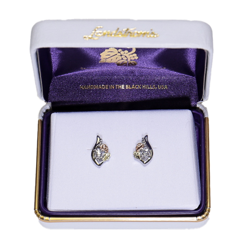 Landstrom's Black Hills Gold & Silver Birthstone Post Earrings - April