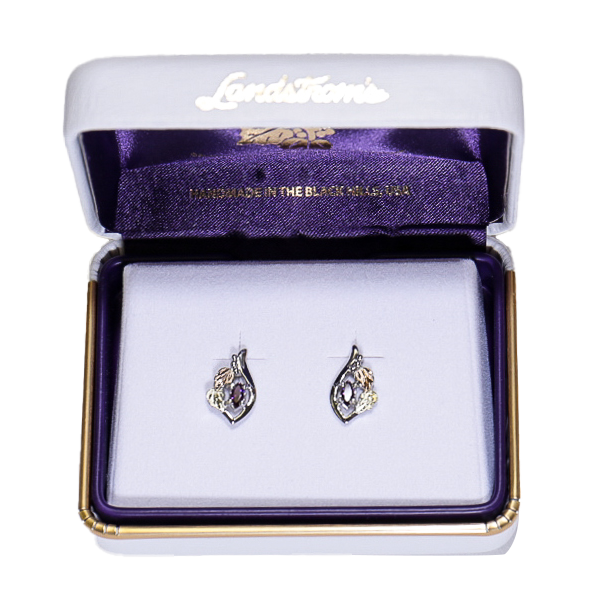 Landstrom's Black Hills Gold & Silver Birthstone Post Earrings - February