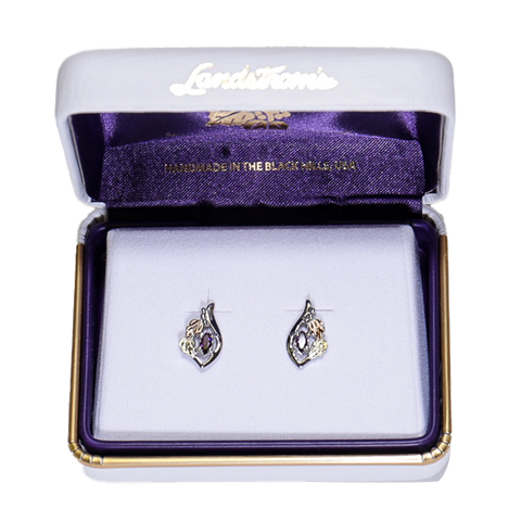 Landstrom's Black Hills Gold & Silver Birthstone Post Earrings - February