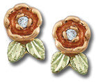 Landstrom's Black Hills Gold Diamond Rose Post Earrings - Wall Drug Store