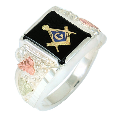 Black Hills Gold Sterling Silver Masonic Ring