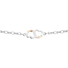 Black Hills Gold Silver Double Heart Ankle Bracelet - Wall Drug Store