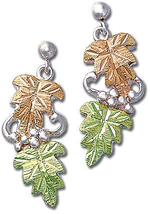 Landstrom's Black Hills Gold & Silver Classic Grape Leaf Post Earrings