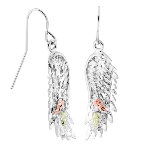 Landstrom's Black Hills Gold & Silver Angel Wing Earrings