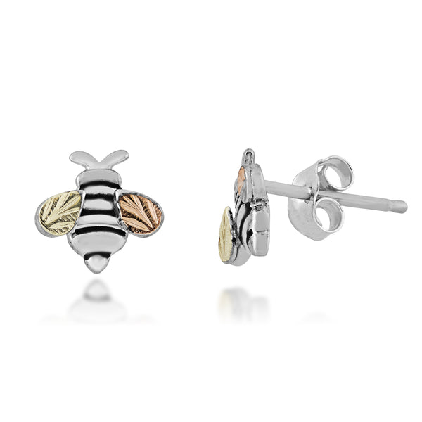 Landstrom's Black Hills Gold & Silver Bumble Bee Earrings
