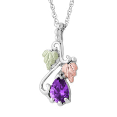 Landstrom's Black Hills Gold & Silver February Pear Shaped Birthstone Pendant - Wall Drug Store