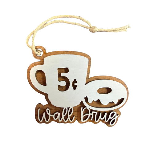 Wall Drug Wooden Coffee and Donut Ornament - Wall Drug Store