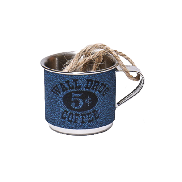 Wall Drug 5 Cent Coffee Cup Ornament - Blue - Wall Drug Store