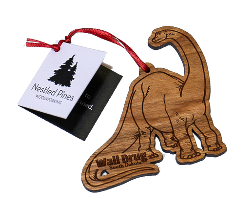 Wall Drug Dinosaur Wood Laser Cut Ornament - Wall Drug Store