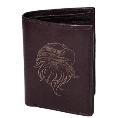 Leather Deluxe Bifold Wallet - Eagle In Brown - Wall Drug Store