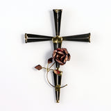 Horseshoe Nail Cross with Copper Wheat or Rose - Small - Wall Drug Store