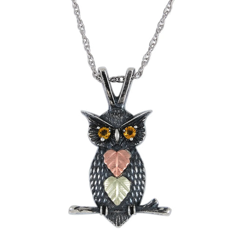 Black Hills Gold Owl Pendant with Citrine Eyes - Wall Drug Store
